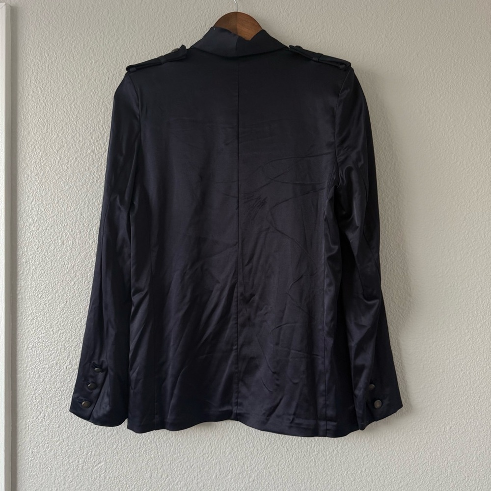 The Kooples Womens Navy Blue Military Satin Double‎ breasted Blazer 2 - Picture 8 of 16